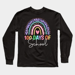 100 Days Of School Teacher Kids 100Th Day Of School Rainbow Long Sleeve T-Shirt